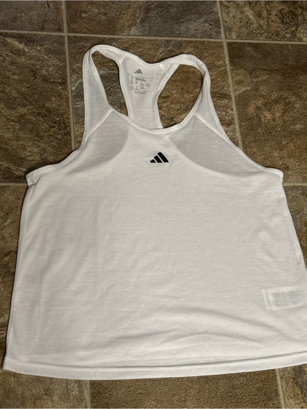 adidas White Racerback Performance Tank Top
